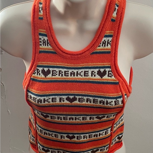 BDG Urban Outfitters Heart Breaker Orange brown knit cropped vest top, size XS - Picture 4 of 13